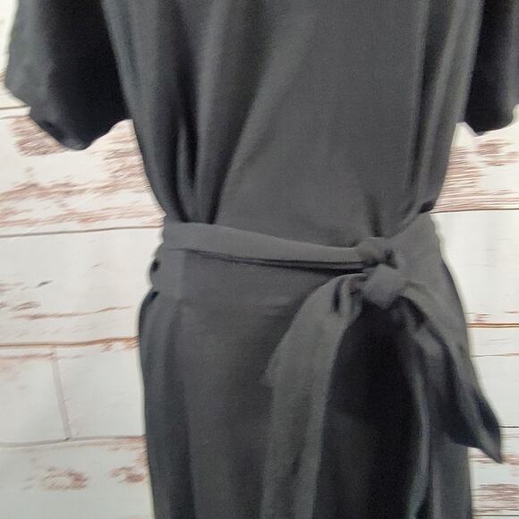 Vince Short Sleeve Tie Waist Dress Black Size Large - Picture 4 of 10